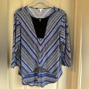 Women’s Cato Est 1946 Shirt; Size Small; Blue/Black/White